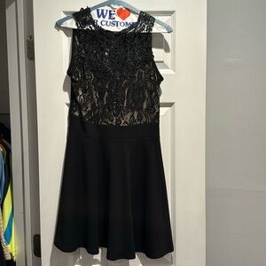 Windsor black lace high neck mini dress